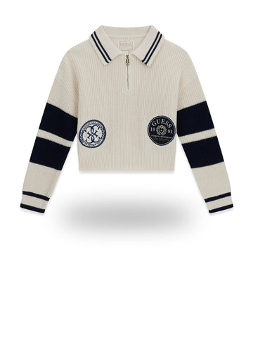 Guess Kids Oversize Ls Sweater - Maglieria Bambina - Panna