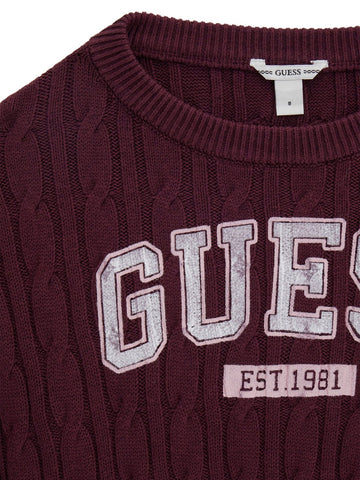 Guess Kids Crop Ls Sweater - Maglieria Bambina - Bordeaux