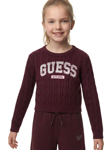 Guess Kids Crop Ls Sweater - Maglieria Bambina - Bordeaux