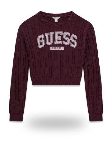 Guess Kids Crop Ls Sweater - Maglieria Bambina - Bordeaux