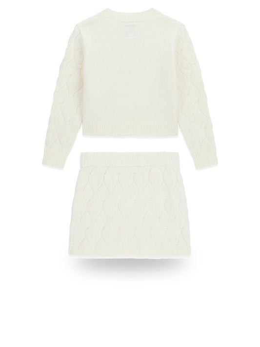 Guess Kids Set Ls Sweater + Sweater Skir - Pantaloni Bambina - Bianco