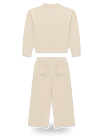 Guess Kids Set Hooded Ls Sweater Top+Sw - Pantaloni Bambina - Cream White