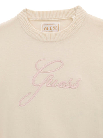 Guess Kids Set Hooded Ls Sweater Top+Sw - Pantaloni Bambina - Cream White