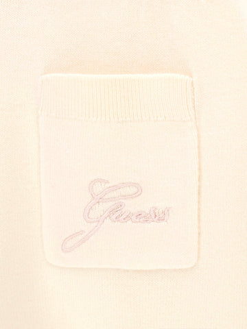 Guess Kids Set Hooded Ls Sweater Top+Sw - Pantaloni Bambina - Cream White