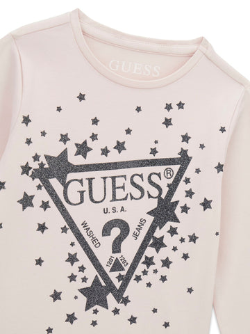 Guess Kids Ls T-shirt Logo - T-Shirt Bambina - Rosa