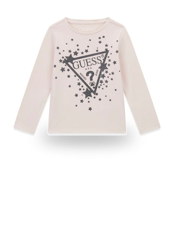 Guess Kids Ls T-shirt Logo - T-Shirt Bambina - Rosa