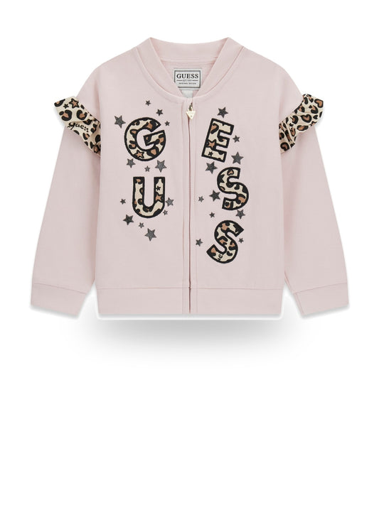 Guess Kids Ls Active Top W/zip - T-Shirt Bambina - Rosa