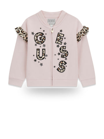 Guess Kids Ls Active Top W/zip - T-Shirt Bambina - Rosa
