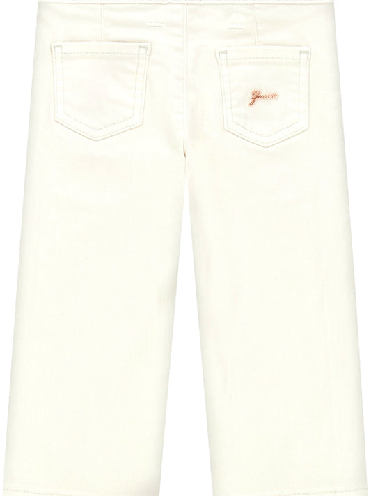 Guess Kids Gmd Stretch Bull Denim Palazzo - Pantaloni Bambina - Bianco