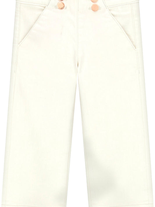 Guess Kids Gmd Stretch Bull Denim Palazzo - Pantaloni Bambina - Bianco