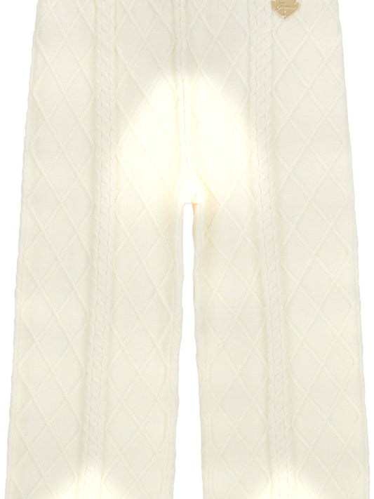 Guess Kids Palazzo Sweater Pants - Pantaloni Bambina - Panna