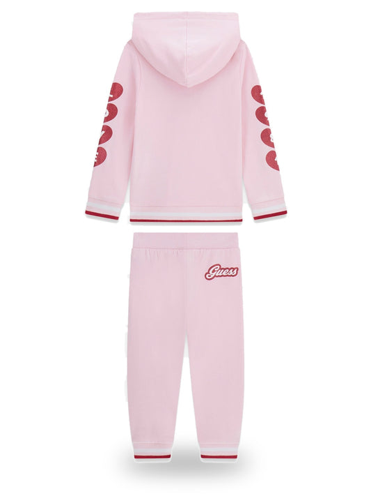 Guess Kids Set Hooded Ls Active Top + Ac - Completo Bambina - Rosa