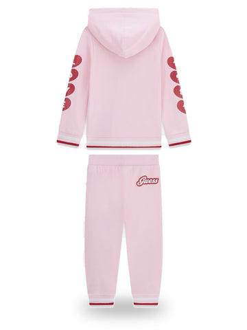 Guess Kids Set Hooded Ls Active Top + Ac - Completo Bambina - Rosa