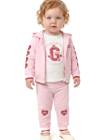 Guess Kids Set Hooded Ls Active Top + Ac - Completo Bambina - Rosa