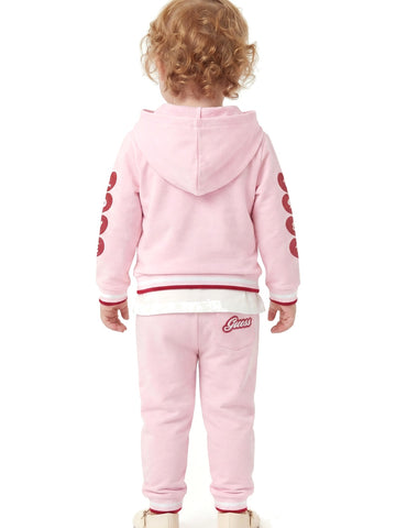 Guess Kids Set Hooded Ls Active Top + Ac - Completo Bambina - Rosa