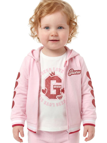 Guess Kids Set Hooded Ls Active Top + Ac - Completo Bambina - Rosa