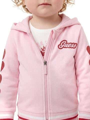 Guess Kids Set Hooded Ls Active Top + Ac - Completo Bambina - Rosa
