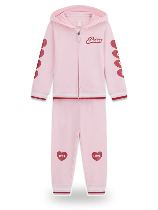 Guess Kids Set Hooded Ls Active Top + Ac - Completo Bambina - Rosa