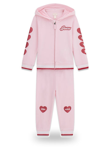 Guess Kids Set Hooded Ls Active Top + Ac - Completo Bambina - Rosa