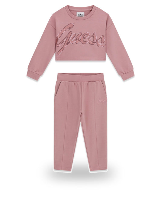 Guess Kids Set Ls Active Top + Active Pan - Completo Bambina - Rosa