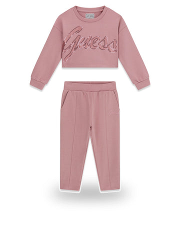 Guess Kids Set Ls Active Top + Active Pan - Completo Bambina - Rosa