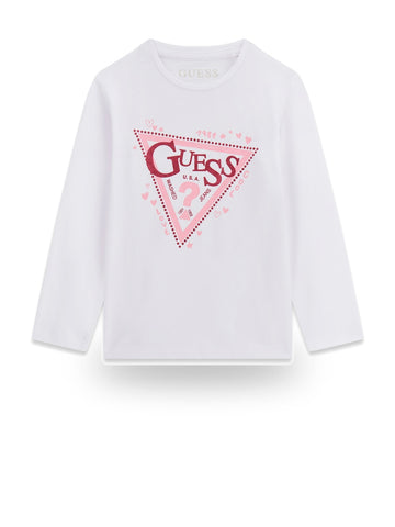 Guess Kids Ls T-shirt_logo - T-Shirt Bambina - Bianco