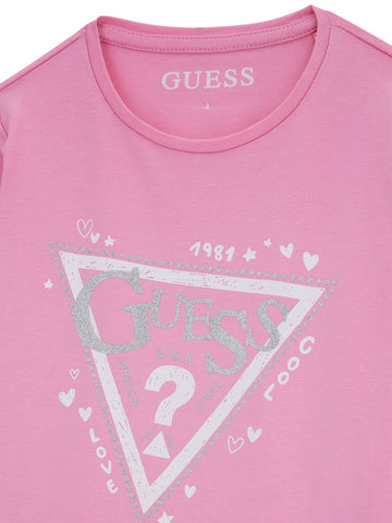 Guess Kids Ls T-shirt_logo - T-Shirt Bambina - Rosa