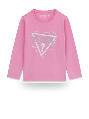 Guess Kids Ls T-shirt_logo - T-Shirt Bambina - Rosa