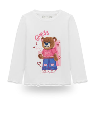 Guess Kids Ls T-shirt - T-Shirt Bambina - Bianco
