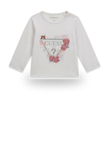Guess Kids Ls T-shirt_logo - T-Shirt Bambina - Bianco