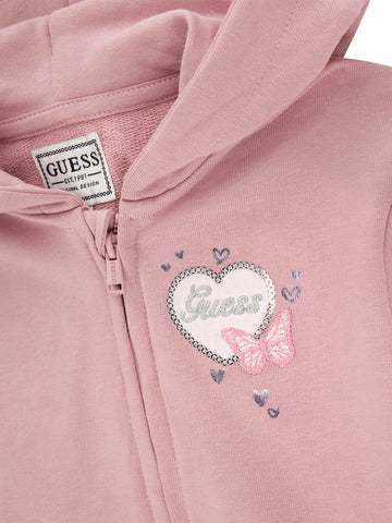 Guess Kids Hooded Ls Active Top W/zip - Felpe Bambina - Rosa