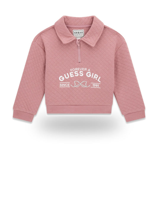 Guess Kids Ls Active Top With Half Zip - T-Shirt Bambina - Rosa