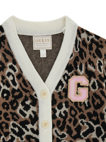 Guess Kids Ls Leo Cardigan - Maglieria Bambina - Leopardato