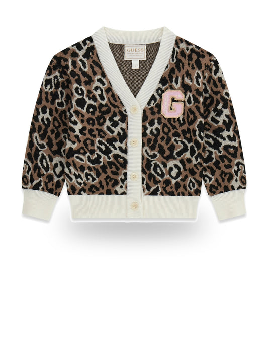 Guess Kids Ls Leo Cardigan - Maglieria Bambina - Leopardato