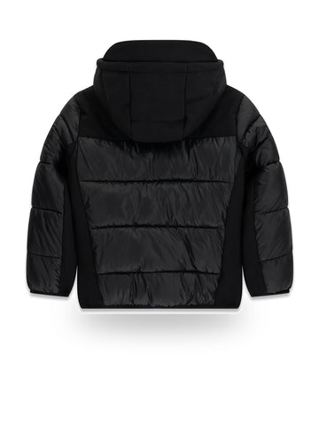 Guess Kids Hooded Ls Mixed Fabric Puffer - Capospalla Bambino - Nero