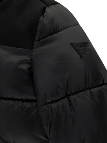 Guess Kids Hooded Ls Mixed Fabric Puffer - Capospalla Bambino - Nero