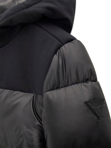 Guess Kids Hooded Ls Mixed Fabric Puffer - Capospalla Bambino - Nero