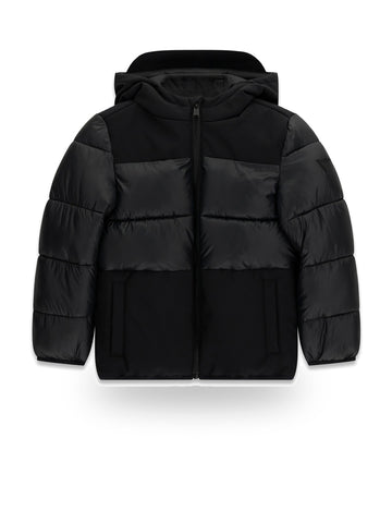 Guess Kids Hooded Ls Mixed Fabric Puffer - Capospalla Bambino - Nero