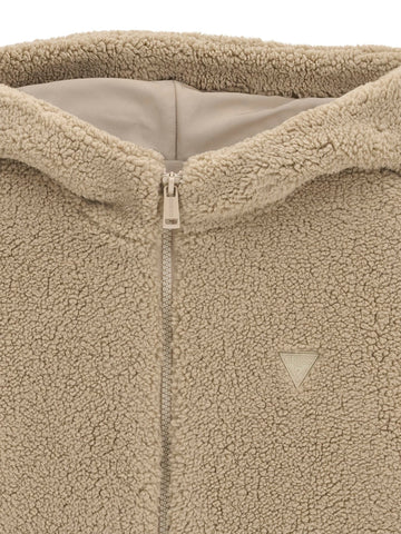 Guess Kids Faux Fur Hooded Ls Jacket W/zi - Capospalla Bambino - Beige