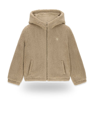 Guess Kids Faux Fur Hooded Ls Jacket W/zi - Capospalla Bambino - Beige