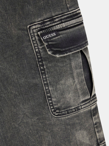 Guess Kids Oversize Stretch Black Denim C - Jeans Bambino - Nero
