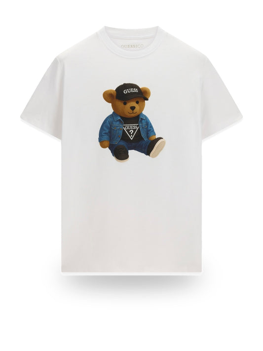 Guess Cn Ss Guess Teddy Bear - T-Shirt Uomo - Bianco