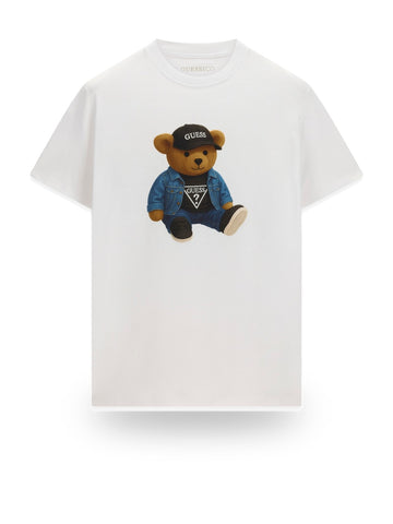 Guess Cn Ss Guess Teddy Bear - T-Shirt Uomo - Bianco