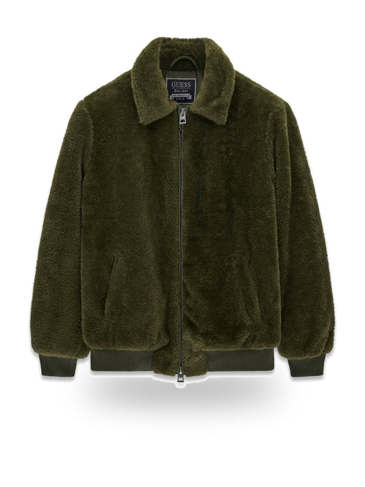 Guess Eco Fur Bomber - Capospalla Uomo - Olive Morning