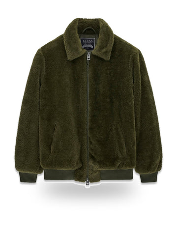 Guess Eco Fur Bomber - Capospalla Uomo - Olive Morning