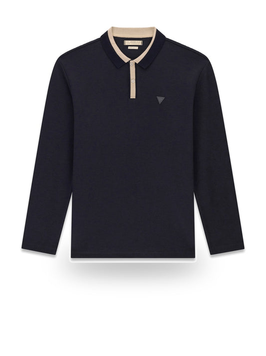 Guess Ls Detailed Textured Polo - Maglieria Uomo - Blu