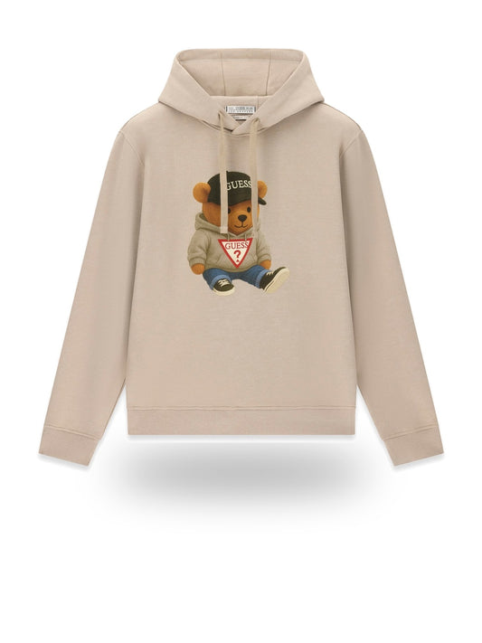 Guess Ls Teddy Bear Melange Hooded S - Felpe Uomo - Beige