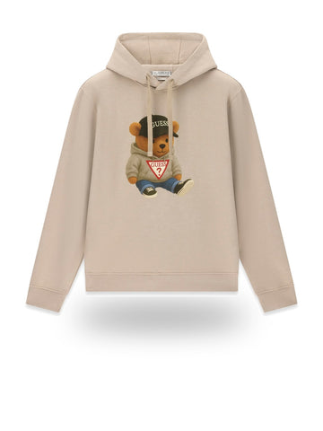 Guess Ls Teddy Bear Melange Hooded S - Felpe Uomo - Beige