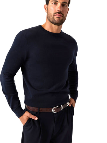 Guess Narciso Cn Ls Swtr - Maglieria Uomo - Blu Scuro