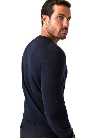 Guess Narciso Cn Ls Swtr - Maglieria Uomo - Blu Scuro